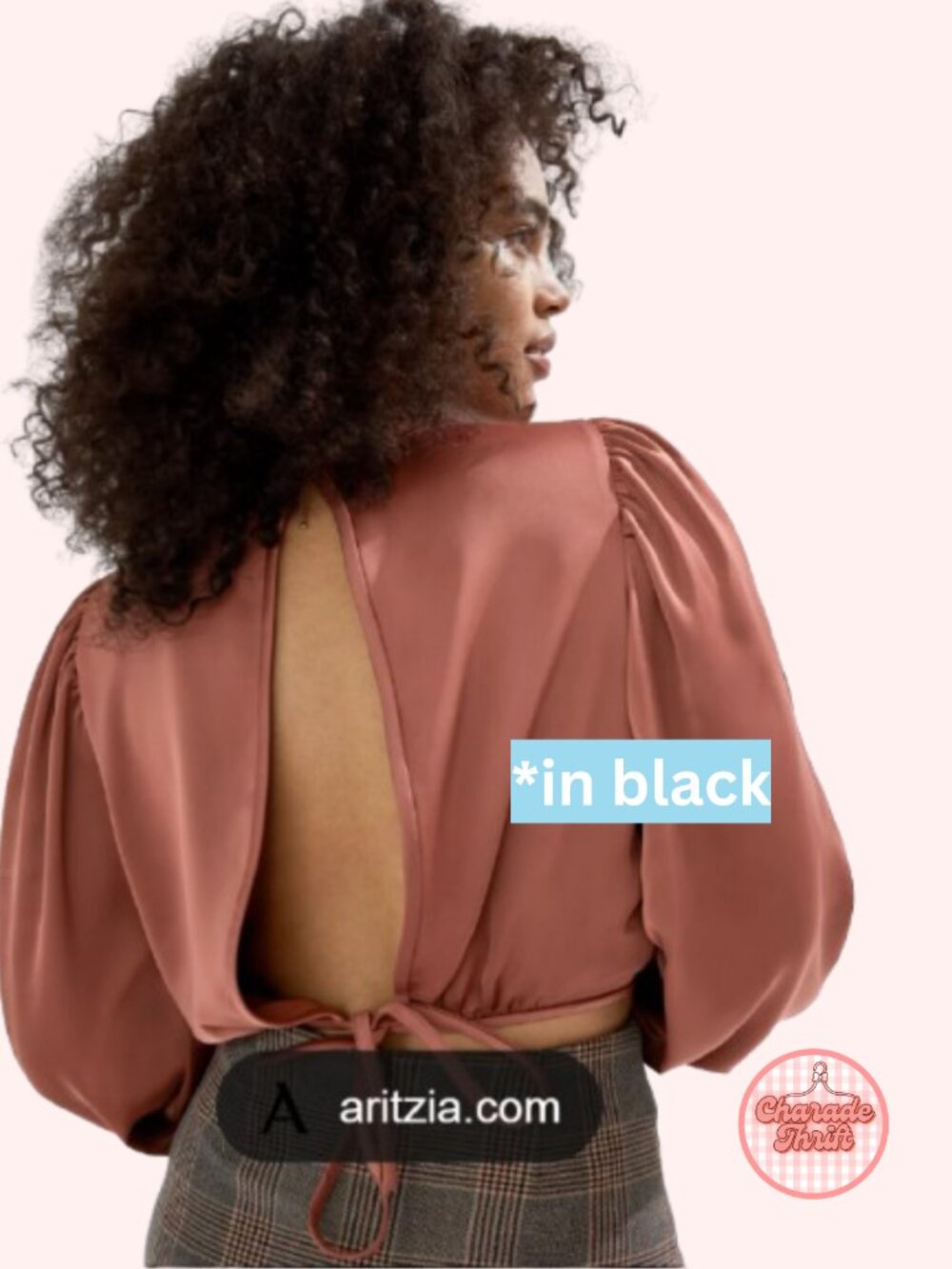 Aritzia x Wilfred - Black Long-Sleeve Cropped Tie-Back Top - Picture 2 of 6